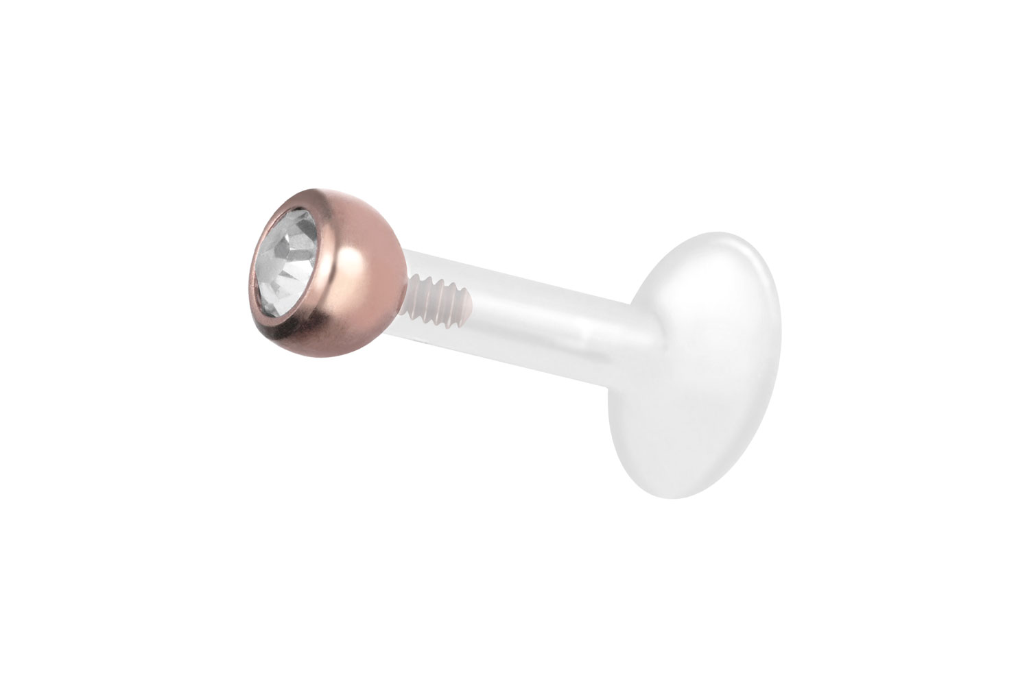 PTFE Labret Piercing mit Innengewinde + Titan-Aufsatz KRISTALL